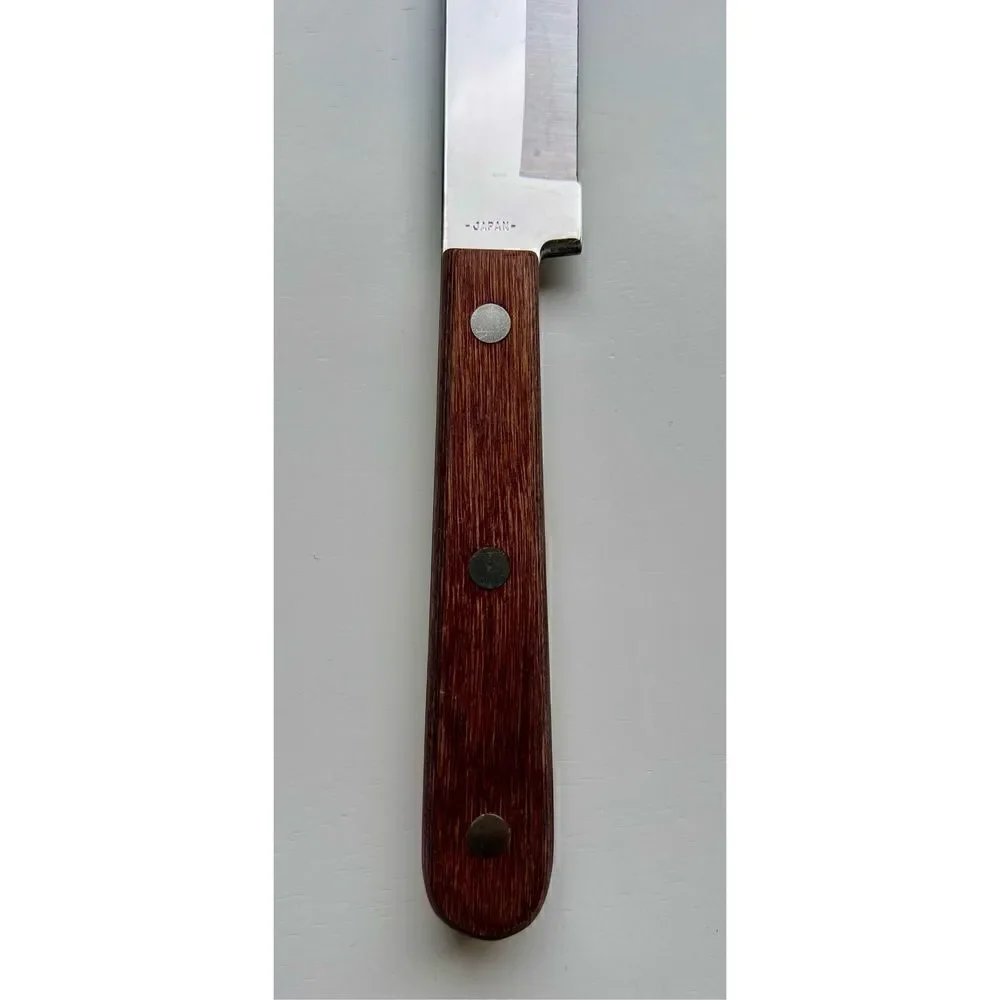 R. S. Stainless Vintage Wood Handle Chef's Knife, Made in Japan
